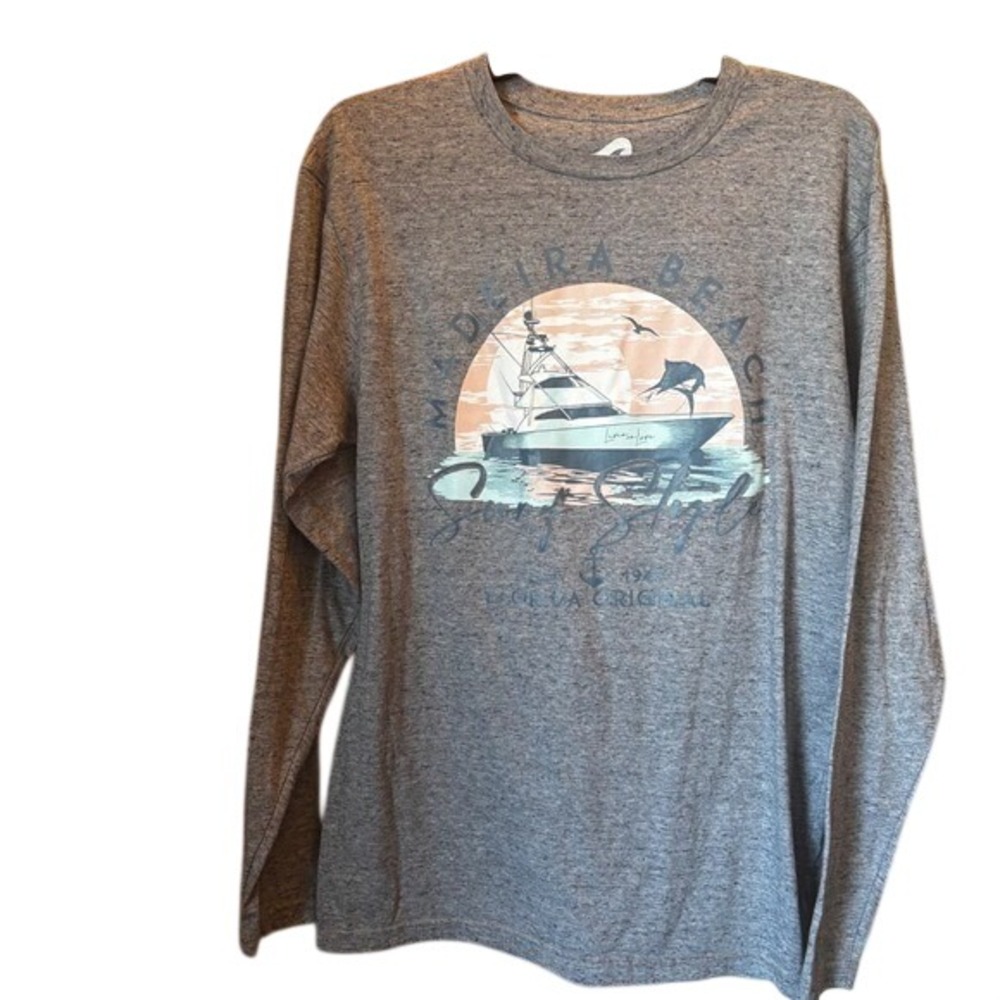 Surf Style Men's Graphic T-Shirt Large Fishing Boat Madeira‎ Beach Florida